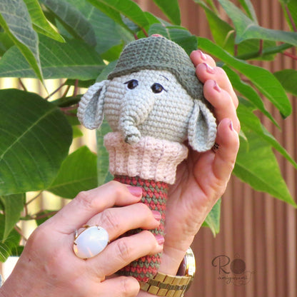 Kit Naninha e Chocalo - Elefante Theo - Receita Digital de Amigurumi